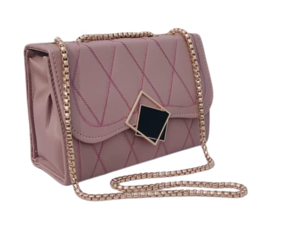 Trend Overseas PU Stylish Golden Chain Crossbody Sling Bag For Women Trending Handbag