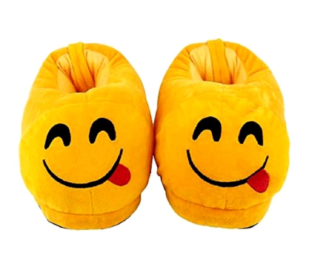 Trend Overseas Warm Winter Shoes Emoji Bedroom Slipper Indoor Slipper Funny Soft Plush for Adults Kids Teens Smiley Poop Comfy Socks Womens Girls (Yellow Selfie)