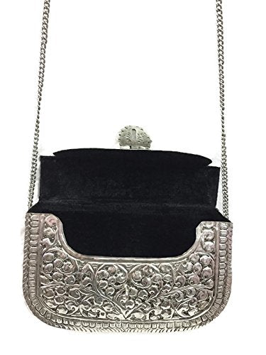 Trend Overseas White Metal clutches Vintage Handmade Brass purse bridal women party clutch Antique