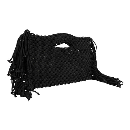 Trend Overseas Black Handwoven Women/Girl Women's Handmade Macrame Bags, Off White