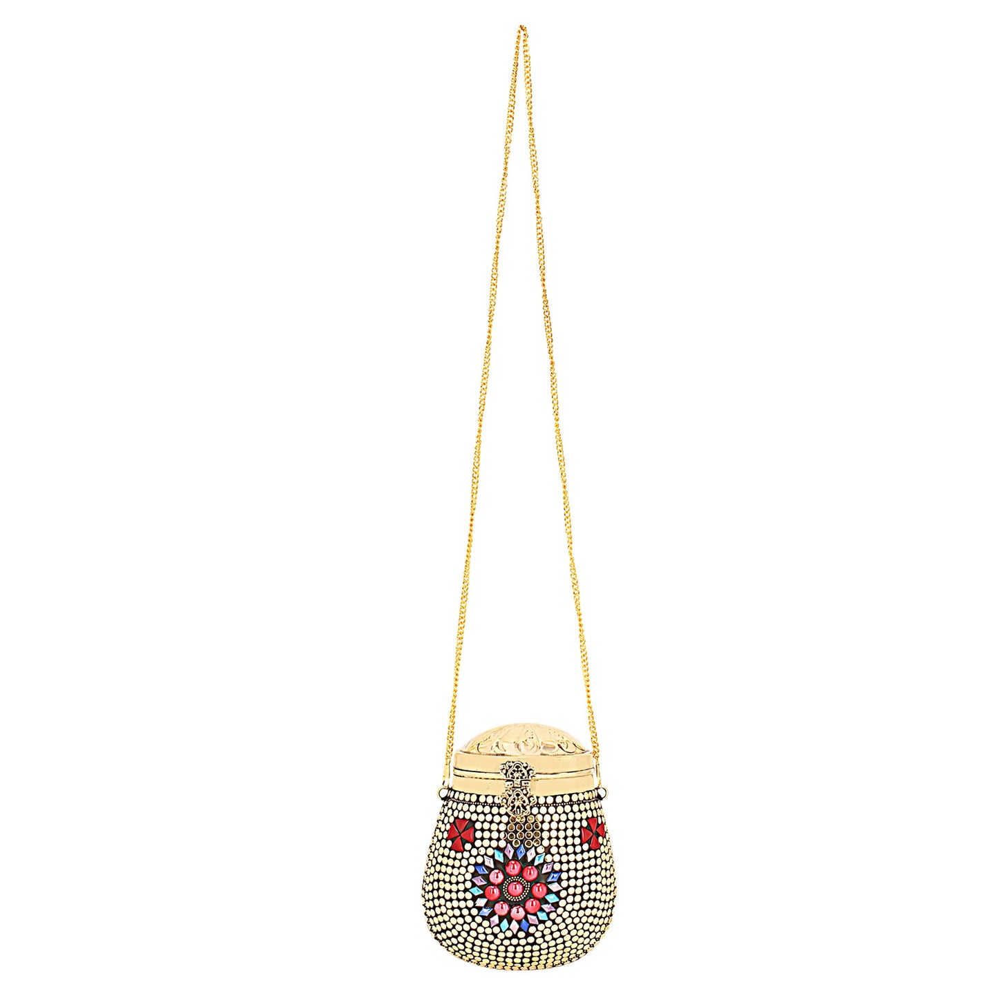 Trend Overseas Metal Potli Clutch Beaded Ethnic clutch Girls Bridal Bag cross body bag for women/Girl party clutch Metal clutches Vintage