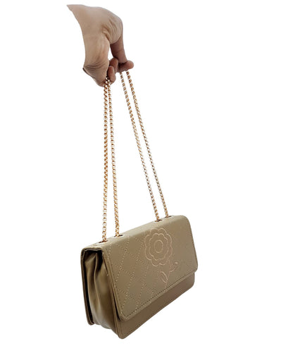 Trend Overseas Trending PU Stylish Golden Chain Crossbody Sling Bag cum Handbag For Women