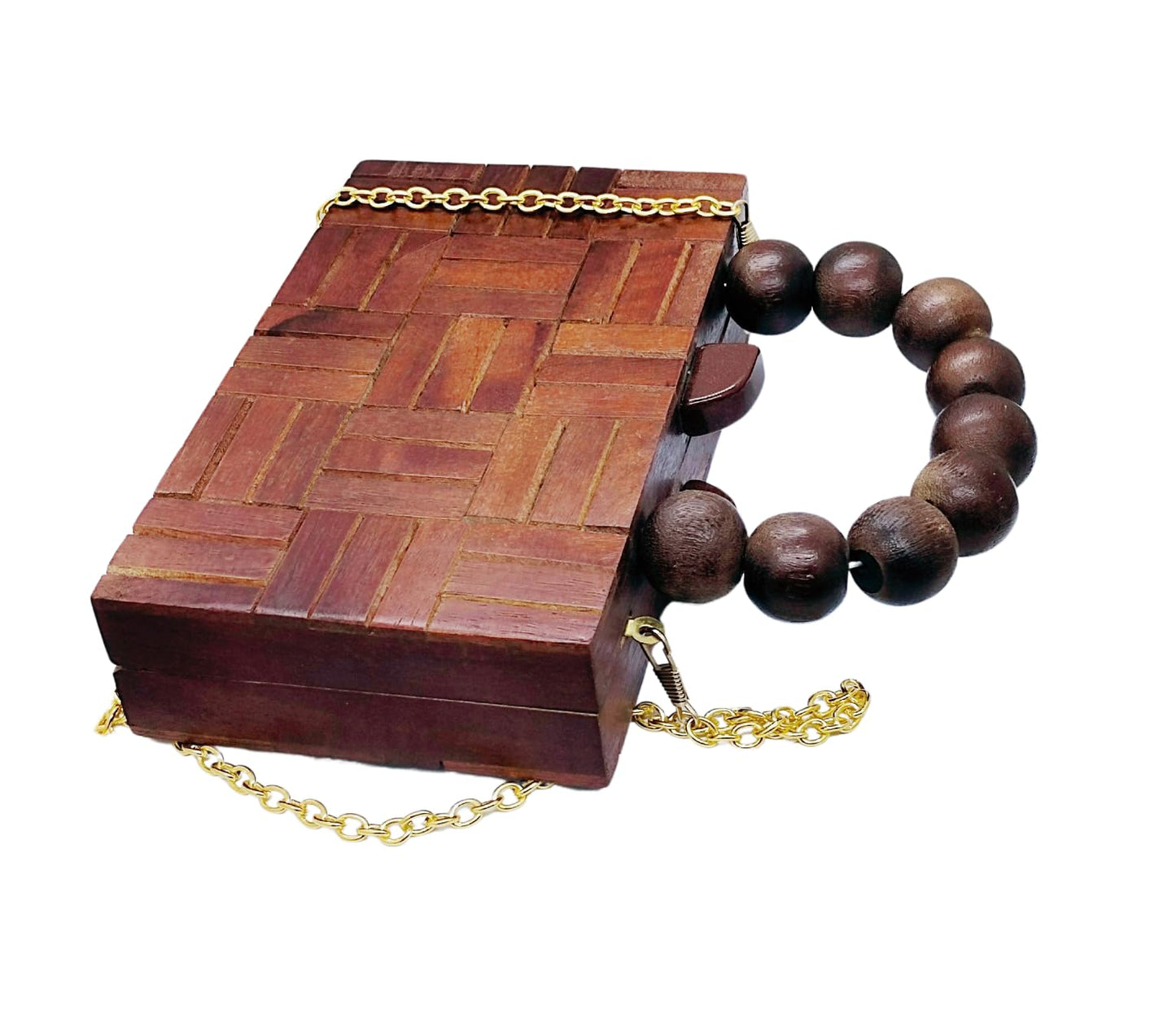 Trend Overseas Women's Wooden Rectangle Ethnic Clutch Bag/Bridal Purse/Handle Clutch