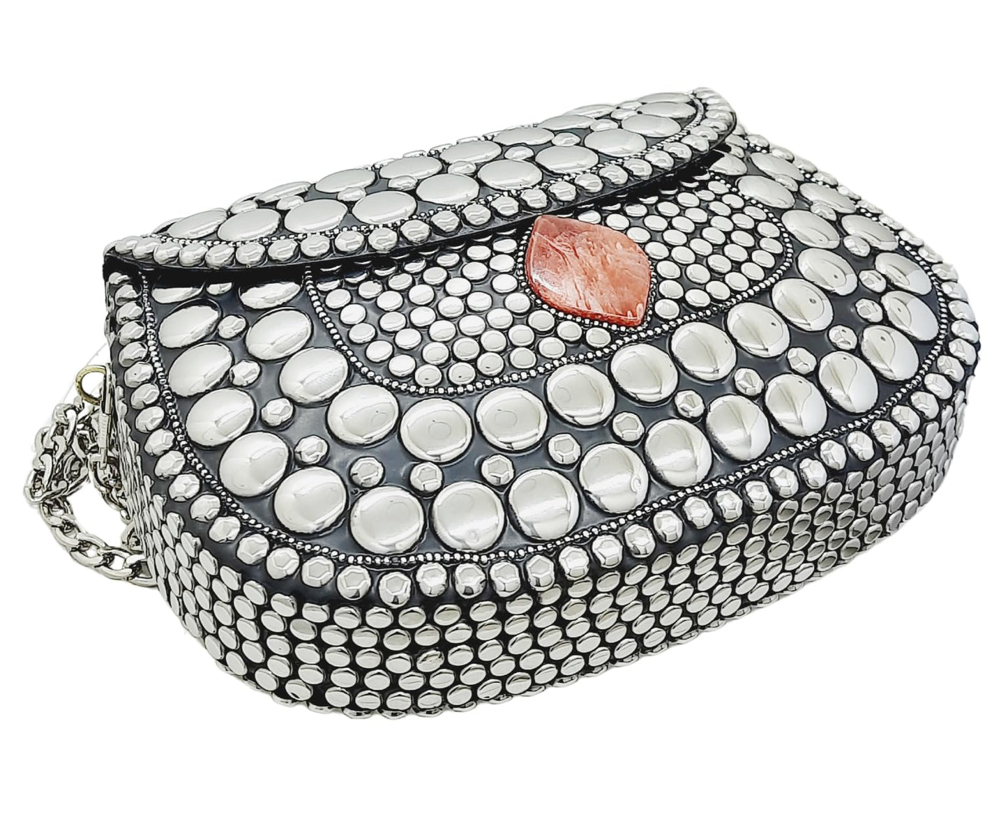 Trend Overseas Silver Metal Beads Ethnic purse Bridal Bag party clutch Metal clutches Sling Bag