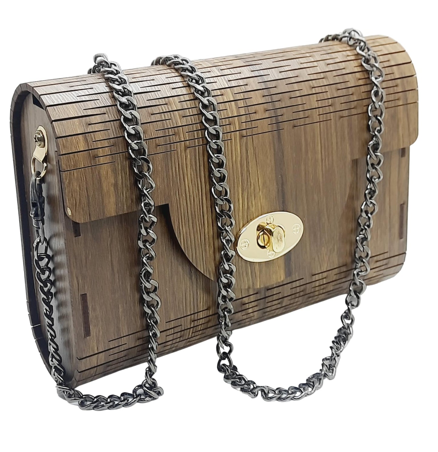 Trend Overseas Women's Clutch Handcrafted Wooden Light Weight Unique Purse Sling Bag - Laser Cut Stylish Fashionable Wooden Party Wear Sling Hand Bag