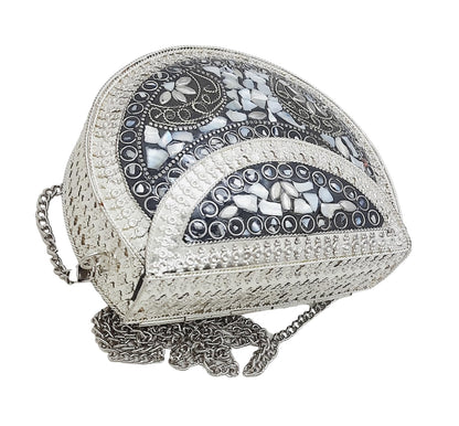 Trend Overseas Silver Small Size Metal Bag Coin Purse Ethnic Bridal kids Bag party clutch