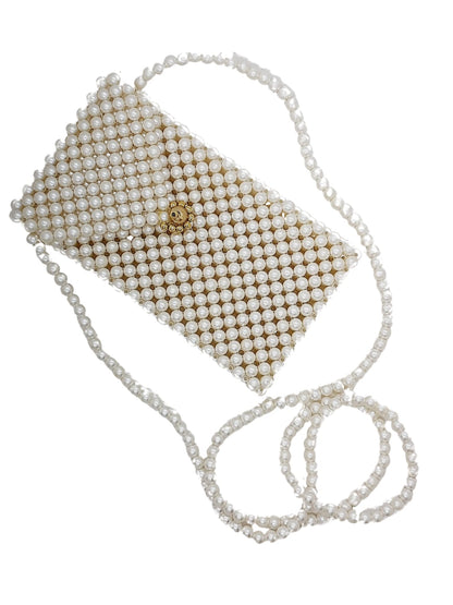 Trend Overseas Pearl Beaded Mobile Sling Bag for Girls/Crossbody Beaded Mobile Sling Bag for Women