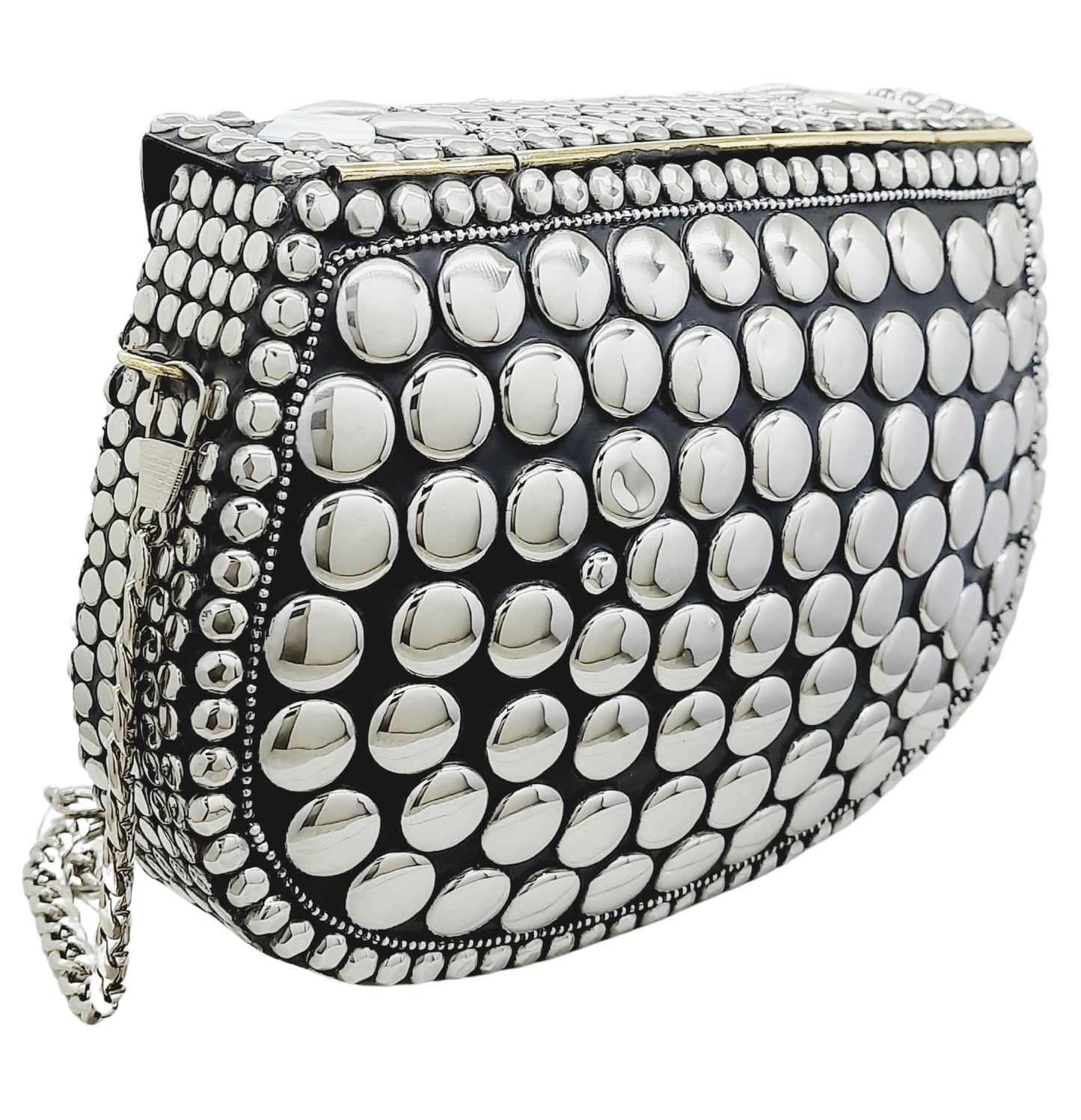 Trend Overseas Silver Metal Beads Ethnic purse Bridal Bag party clutch Metal clutches Sling Bag