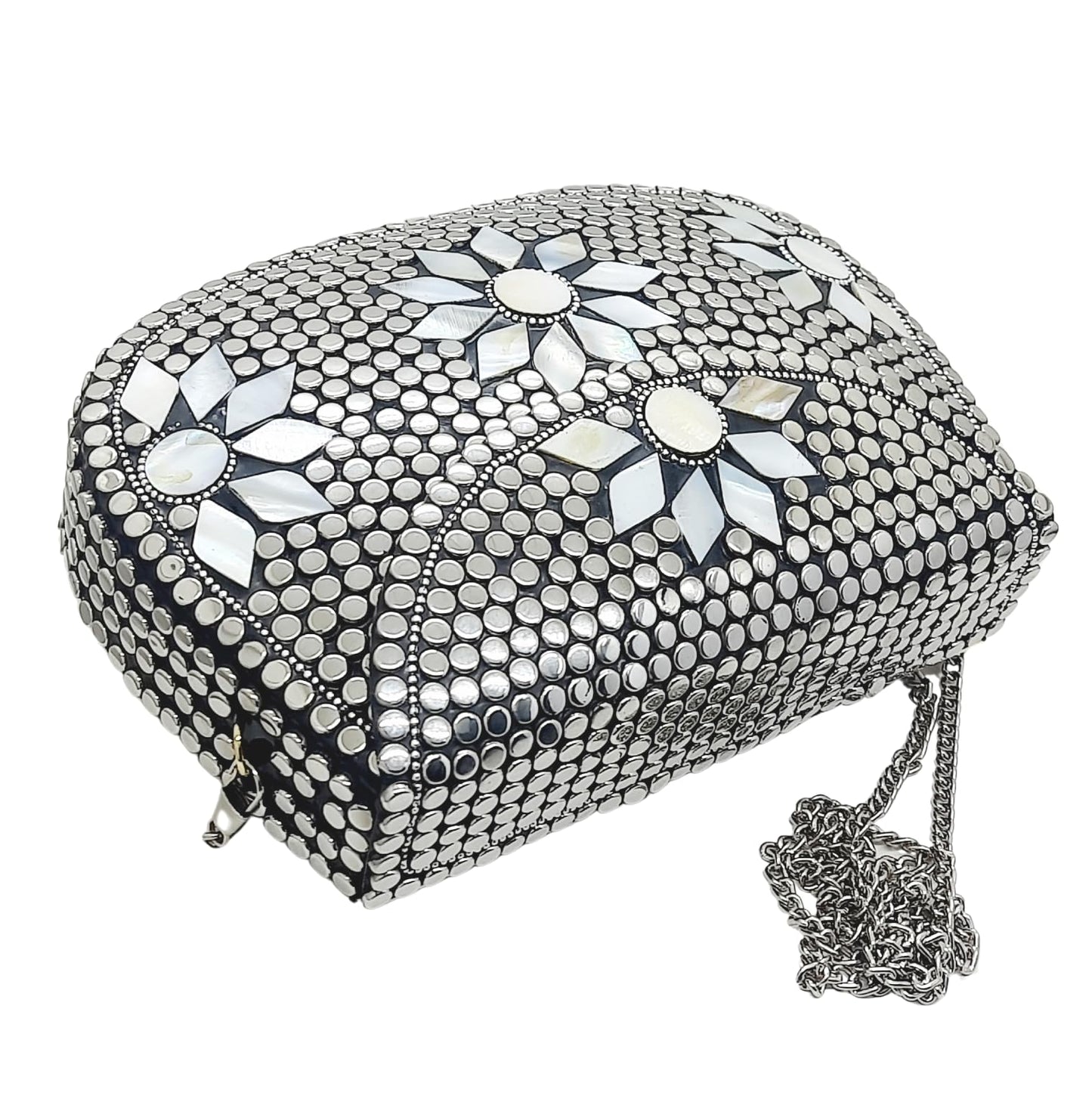 Trend Overseas Silver Metal Beads Ethnic purse Bridal Bag party clutch Metal clutches