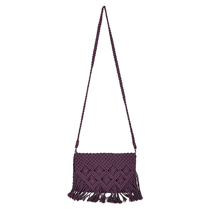 Trend Overseas Women/Girl Sling Crossbody Bag Handwoven Crochet Macrame Cotton rope Bag(8 * 10Inch)