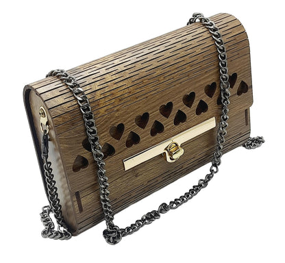 Trend Overseas Women's Clutch Handcrafted Wooden Light Weight Unique Purse Sling Bag - Laser Cut Stylish Fashionable Wooden Party Wear Sling Hand Bag