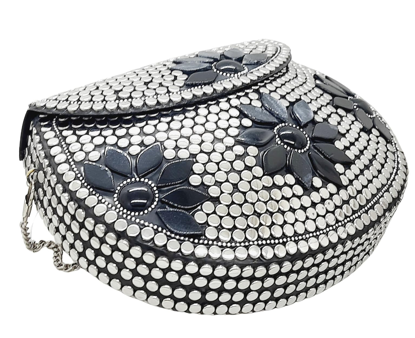 Trend Overseas Multicolor Silver Beads Ethnic Clutch Purse Bridal Bag cross body bag for women/Girl party