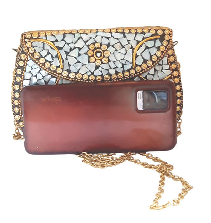 Trend Overseas Shell Metal Clutch/Sling Cross-body Bag Handmade Ethnic Bridal Party Clutch