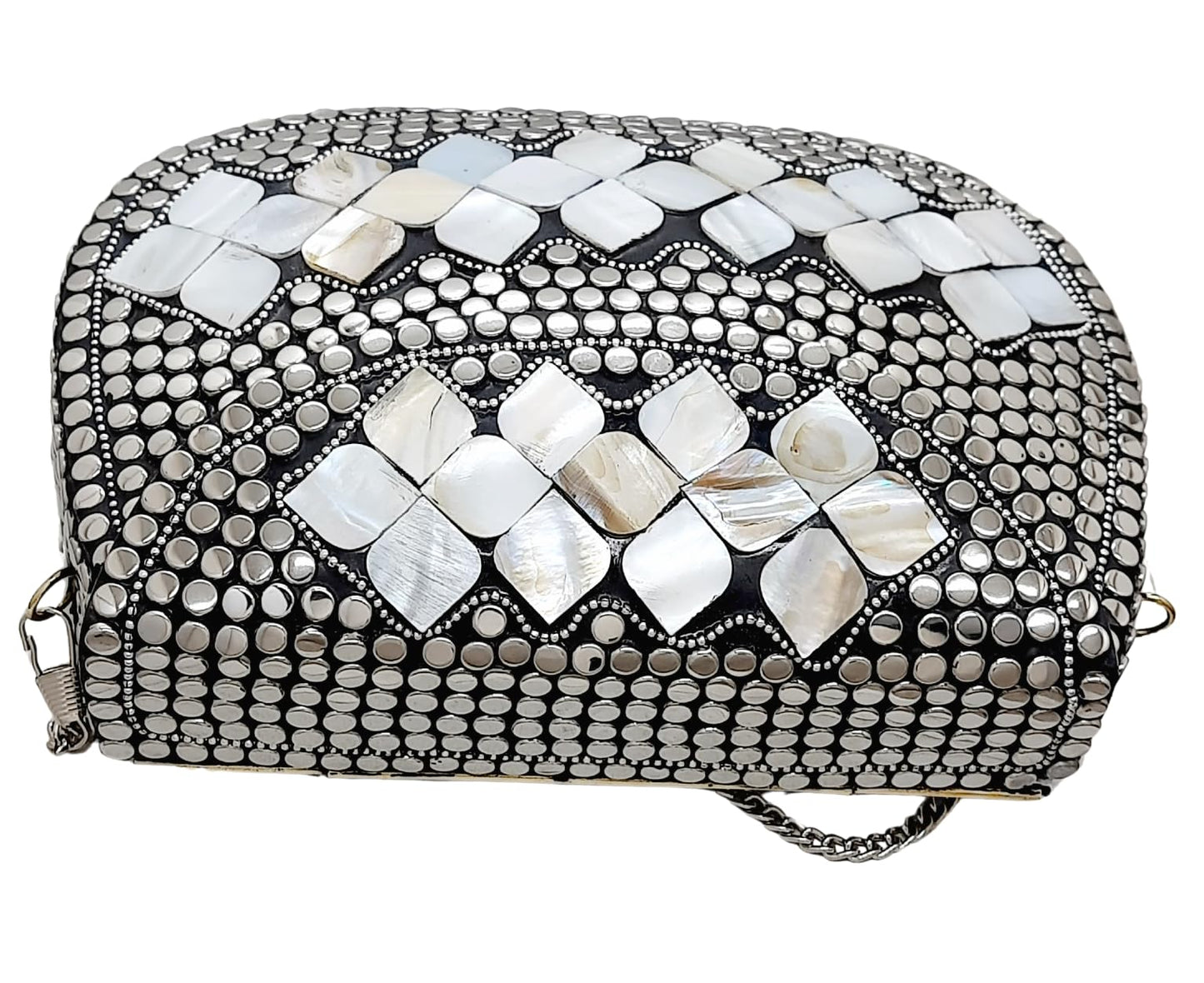 Trend Overseas Silver Metal Beads Ethnic purse Bridal Bag party clutch Metal clutches Sling Bag