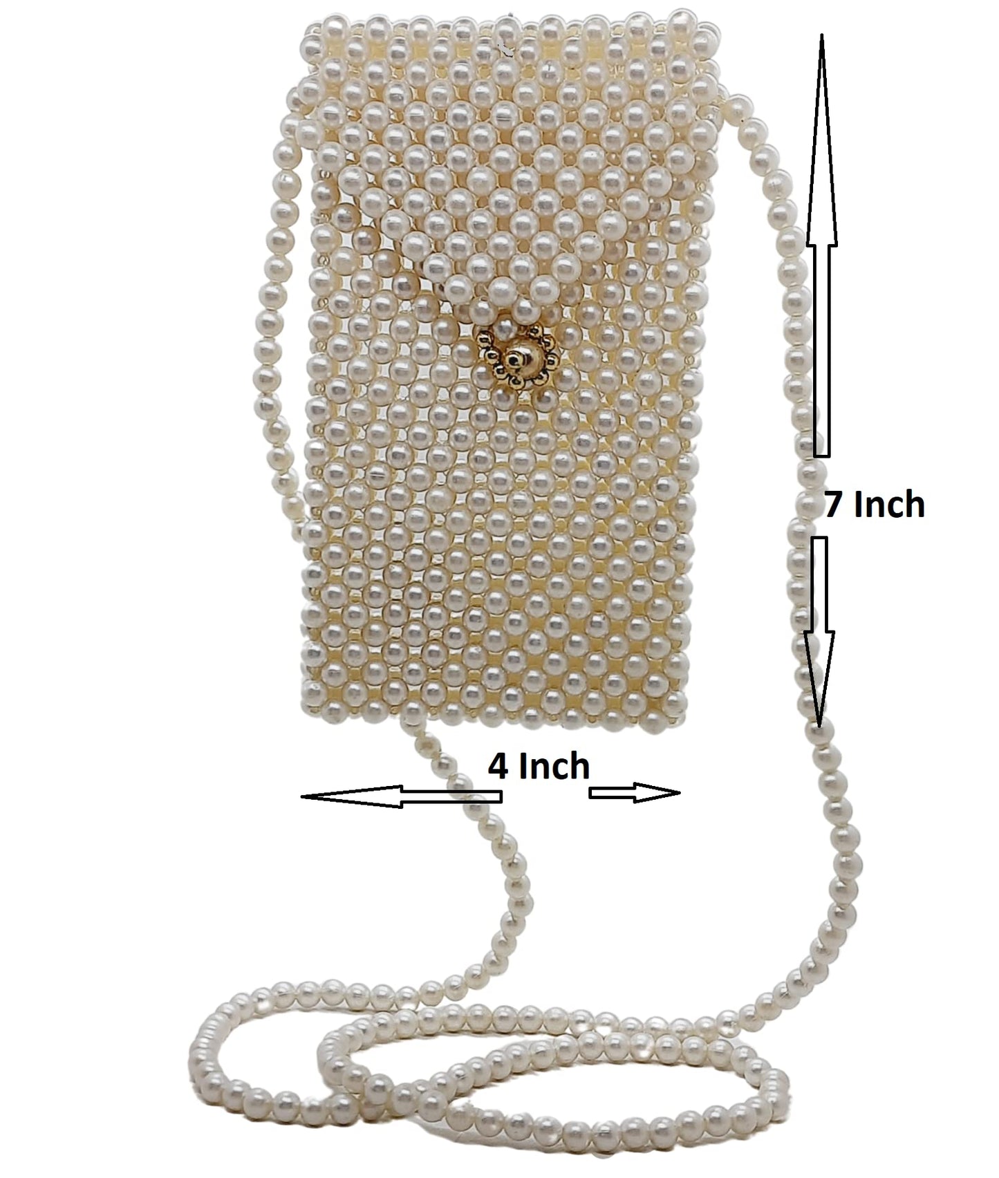 Trend Overseas Pearl Beaded Mobile Sling Bag for Girls/Crossbody Beaded Mobile Sling Bag for Women