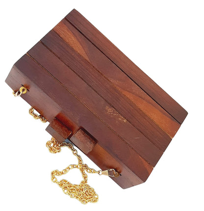 Trend Overseas Wooden Clutch Purse Bridal Clutch Handmade Brown Wooden Clutch cum Sling Bag