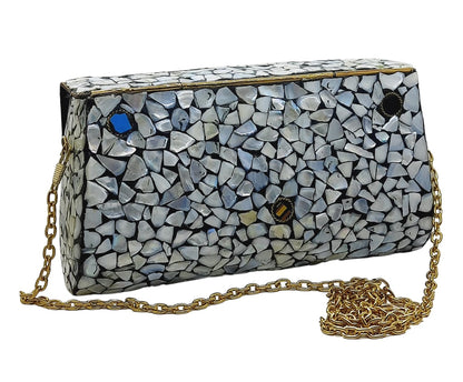 Trend Overseas Handmade mosaic metal bag Stone Ethnic Indian Women/Girls Bridal metal clutch party sling bag