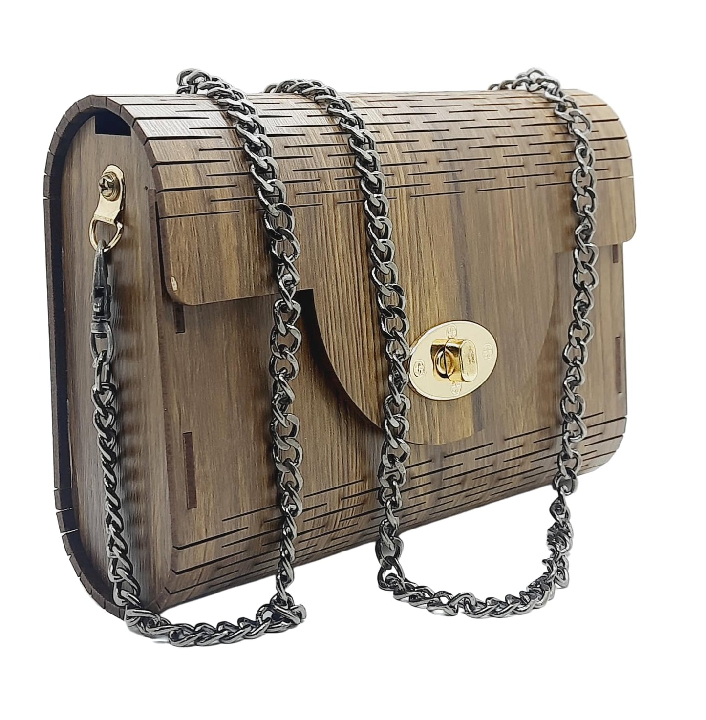 Trend Overseas Women's Clutch Handcrafted Wooden Light Weight Unique Purse Sling Bag - Laser Cut Stylish Fashionable Wooden Party Wear Sling Hand Bag