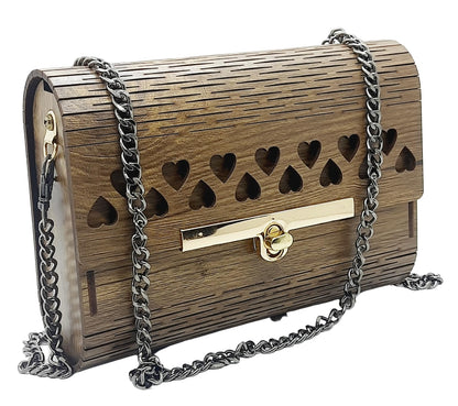 Trend Overseas Women's Clutch Handcrafted Wooden Light Weight Unique Purse Sling Bag - Laser Cut Stylish Fashionable Wooden Party Wear Sling Hand Bag