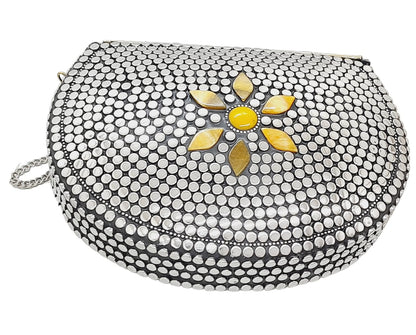 Trend Overseas Multicolor Silver Beads Ethnic Clutch Purse Bridal Bag cross body bag for women/Girl party