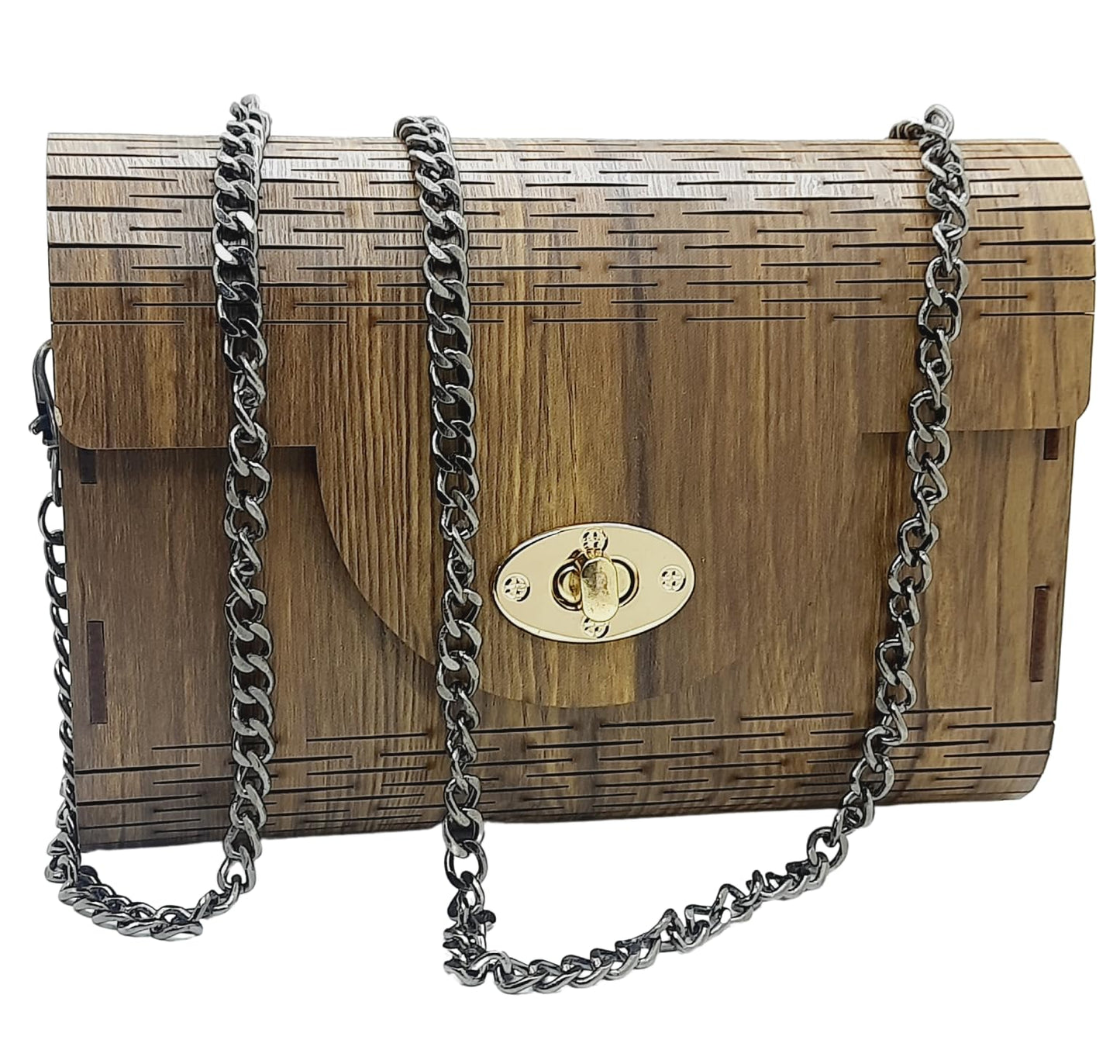 Trend Overseas Women's Clutch Handcrafted Wooden Light Weight Unique Purse Sling Bag - Laser Cut Stylish Fashionable Wooden Party Wear Sling Hand Bag