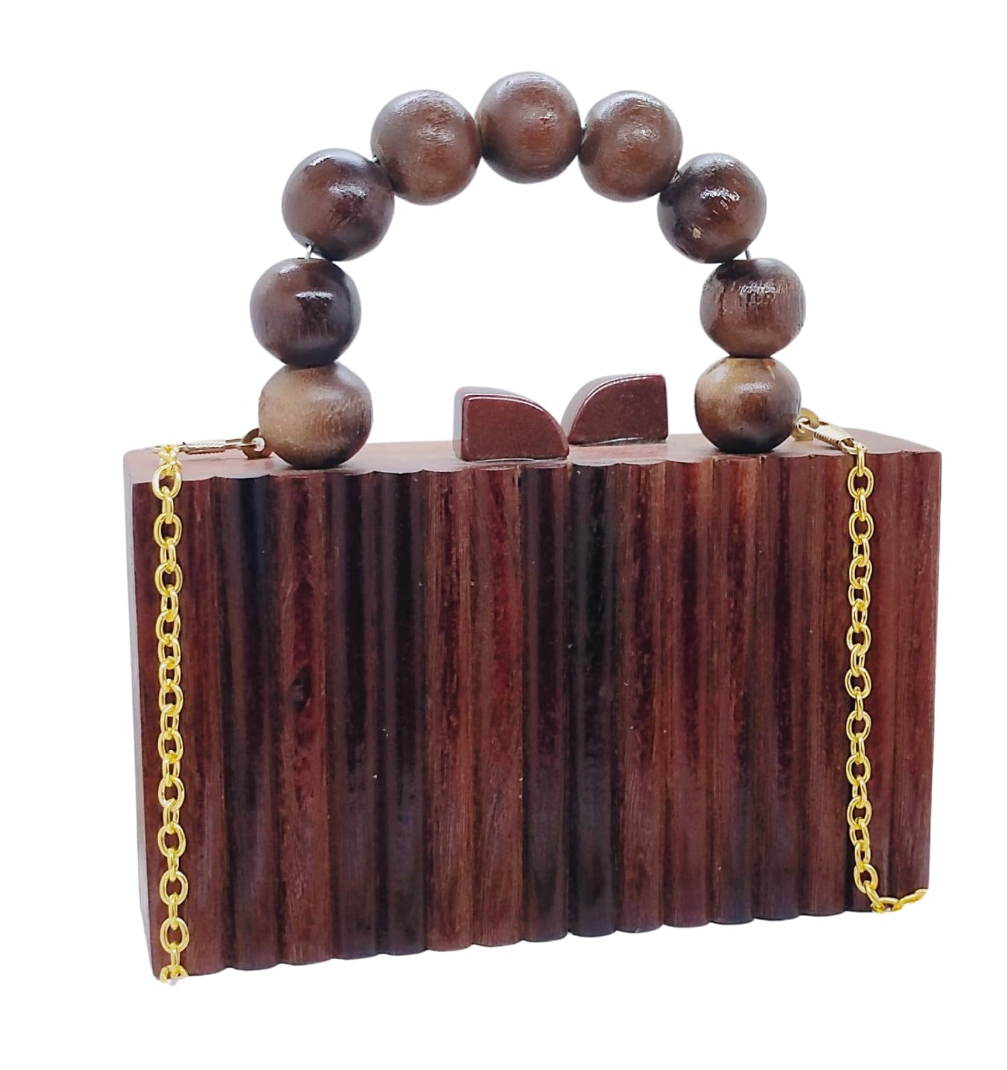 Trend Overseas Women's Wooden Rectangle Ethnic Clutch Bag/Bridal Purse/Handle Clutch