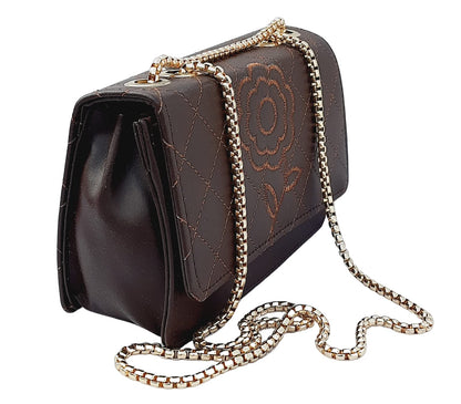 Trend Overseas Trending PU Stylish Golden Chain Crossbody Sling Bag cum Handbag For Women