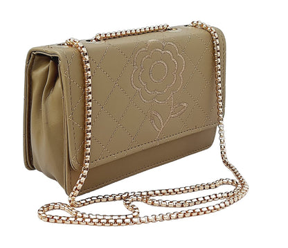 Trend Overseas Trending PU Stylish Golden Chain Crossbody Sling Bag cum Handbag For Women