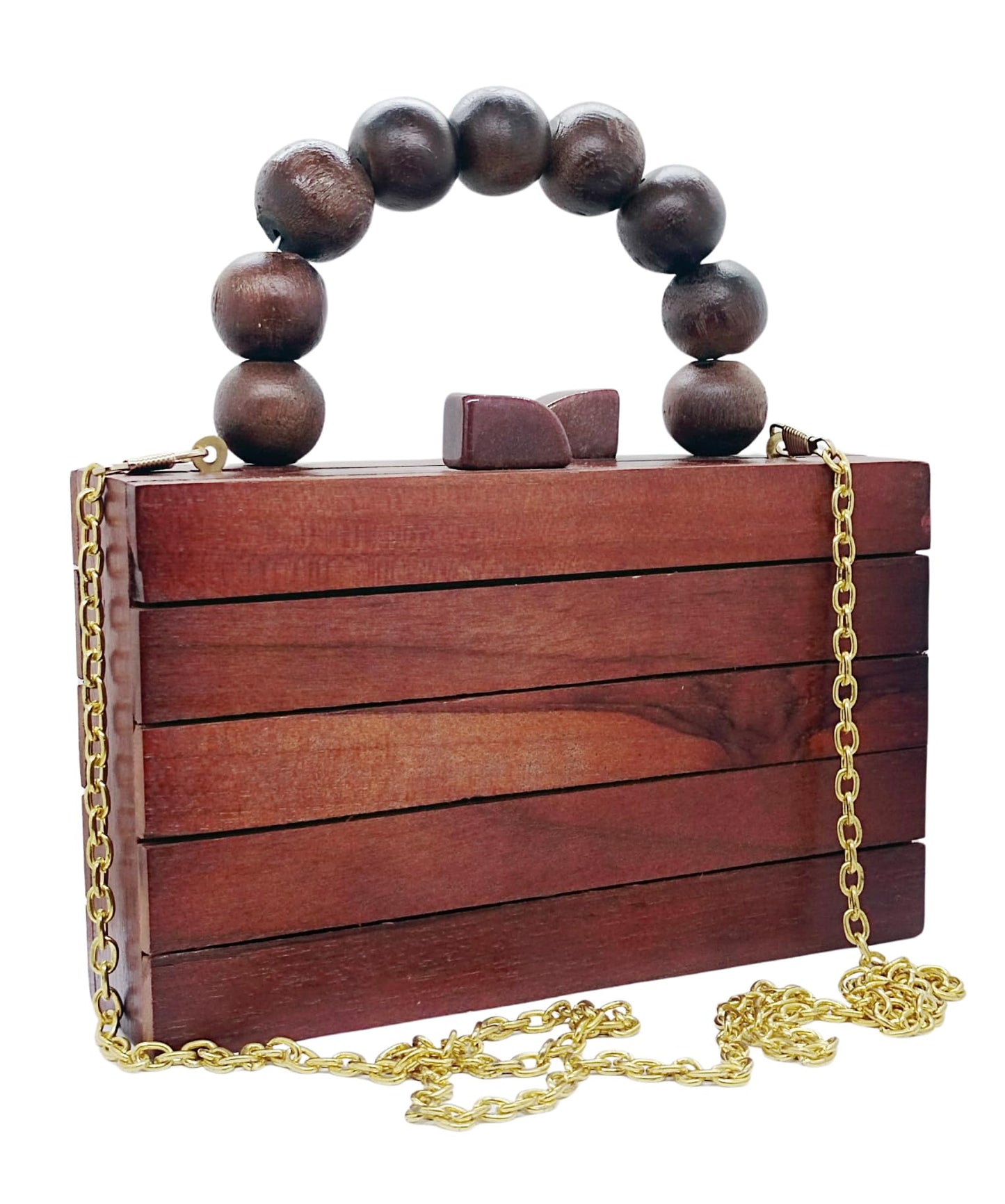 Trend Overseas Women's Wooden Rectangle Ethnic Clutch Bag/Bridal Purse/Handle Clutch