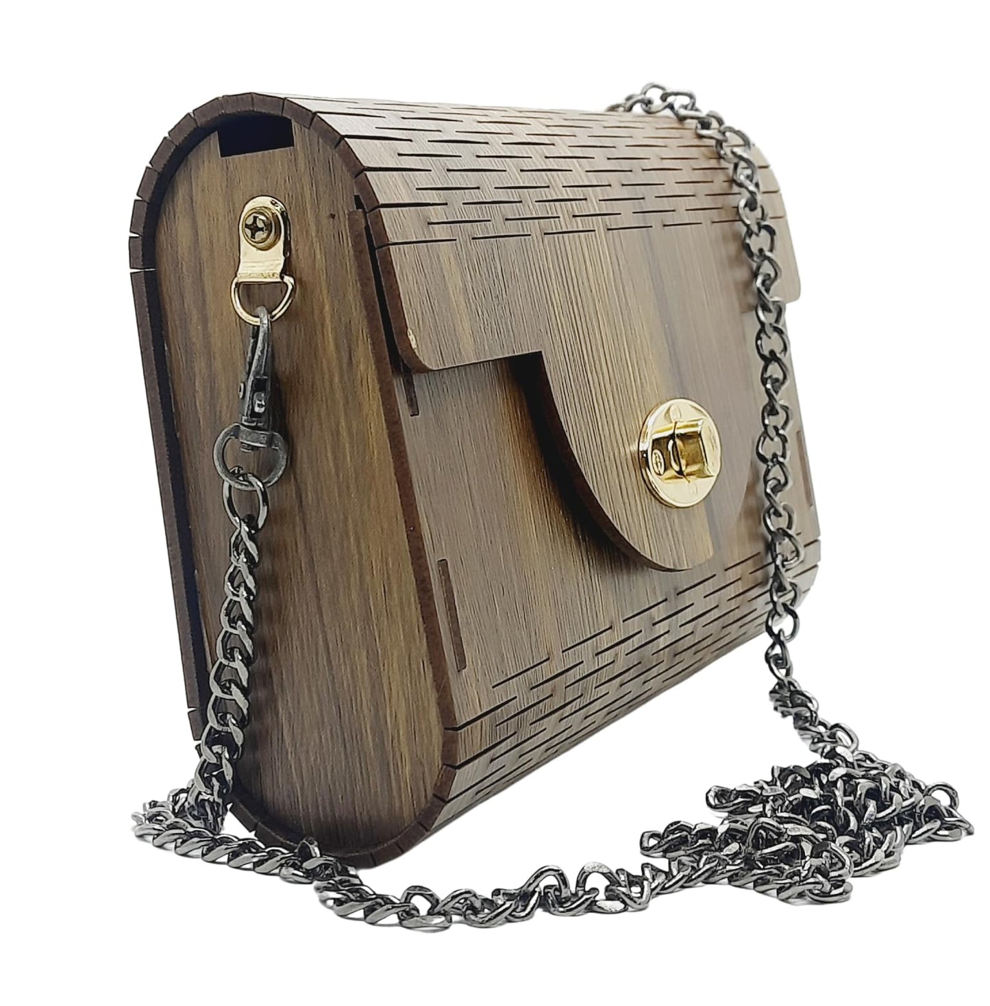 Trend Overseas Women's Clutch Handcrafted Wooden Light Weight Unique Purse Sling Bag - Laser Cut Stylish Fashionable Wooden Party Wear Sling Hand Bag