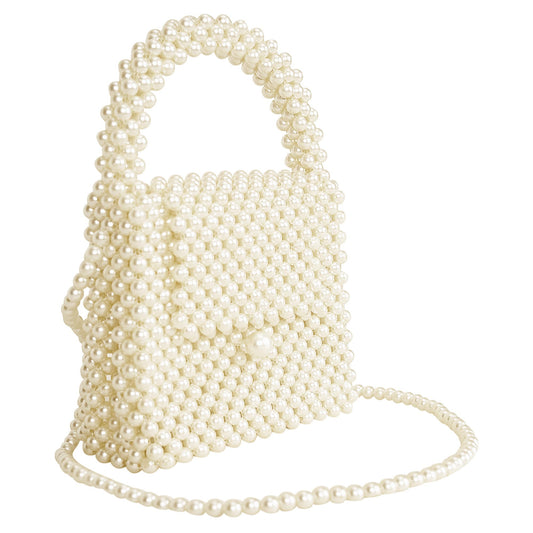 Trend Overseas Handmade White/Ivory Pearl Beaded Sling Bags For Women/Stylish Handbags For Girls/Latest Trendy Pearl Tote Bag