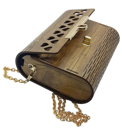 Trend Overseas Women's Clutch Handcrafted Wooden Light Weight Unique Purse Sling Bag - Laser Cut Stylish Fashionable Wooden Party Wear Sling Hand Bag