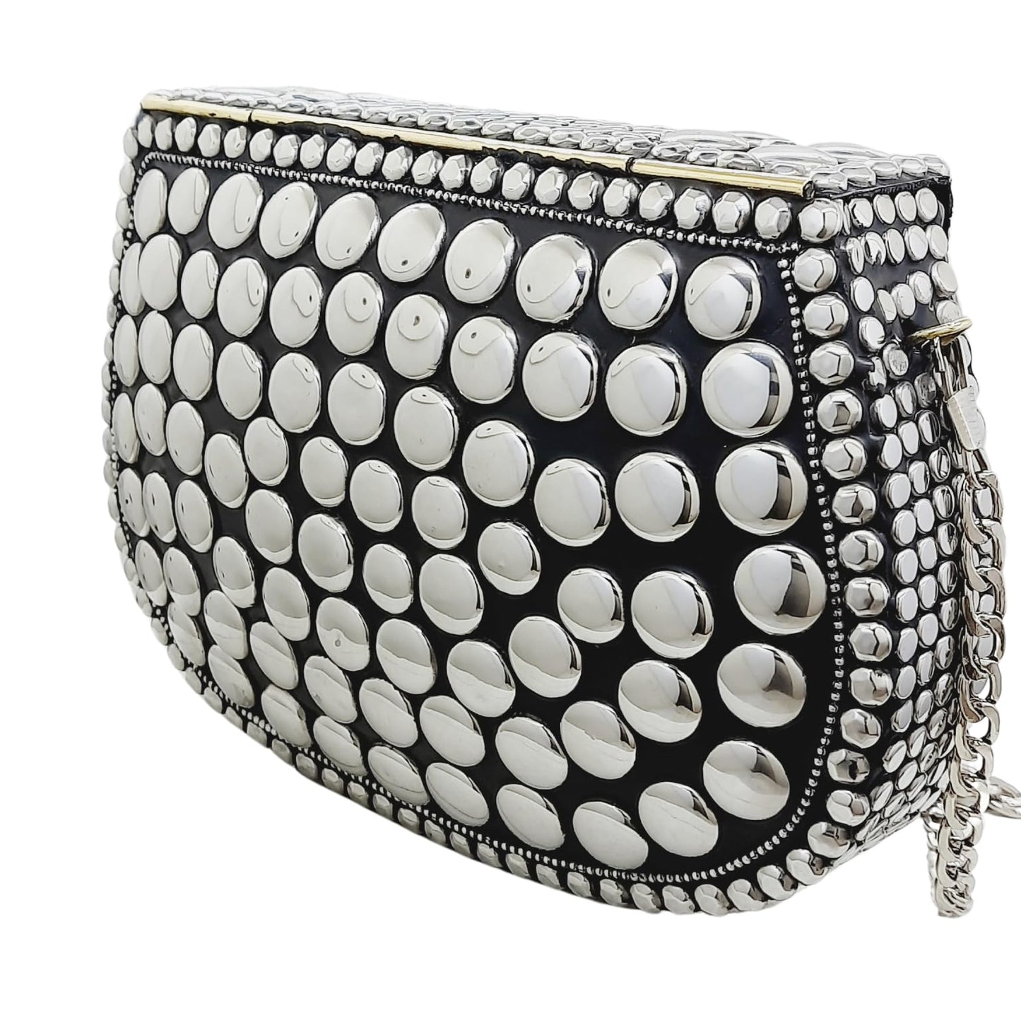 Trend Overseas Silver Metal Beads Ethnic purse Bridal Bag party clutch Metal clutches Sling Bag