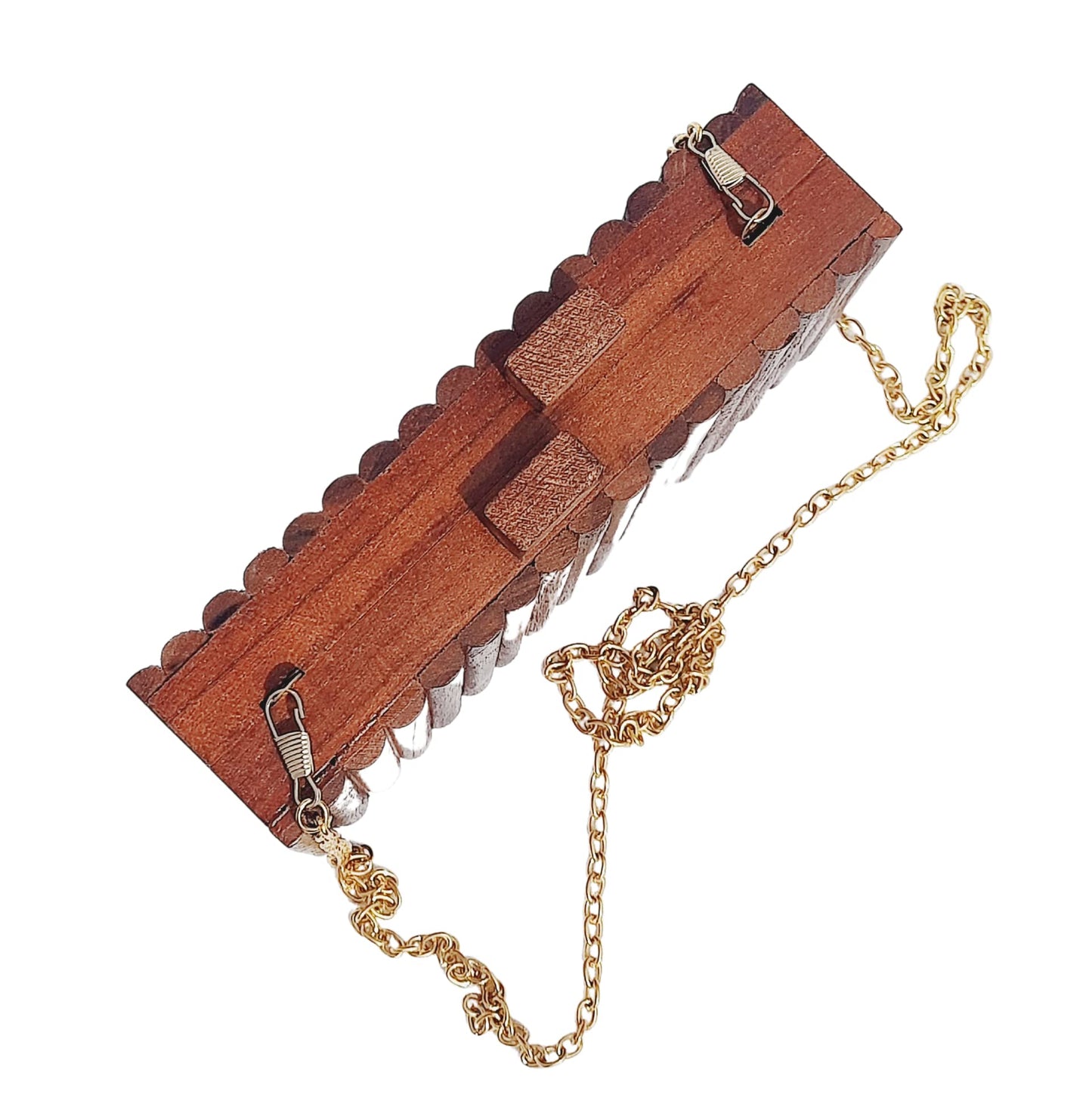 Trend Overseas Wooden Clutch Purse Bridal Clutch Handmade Brown Wooden Clutch cum Sling Bag