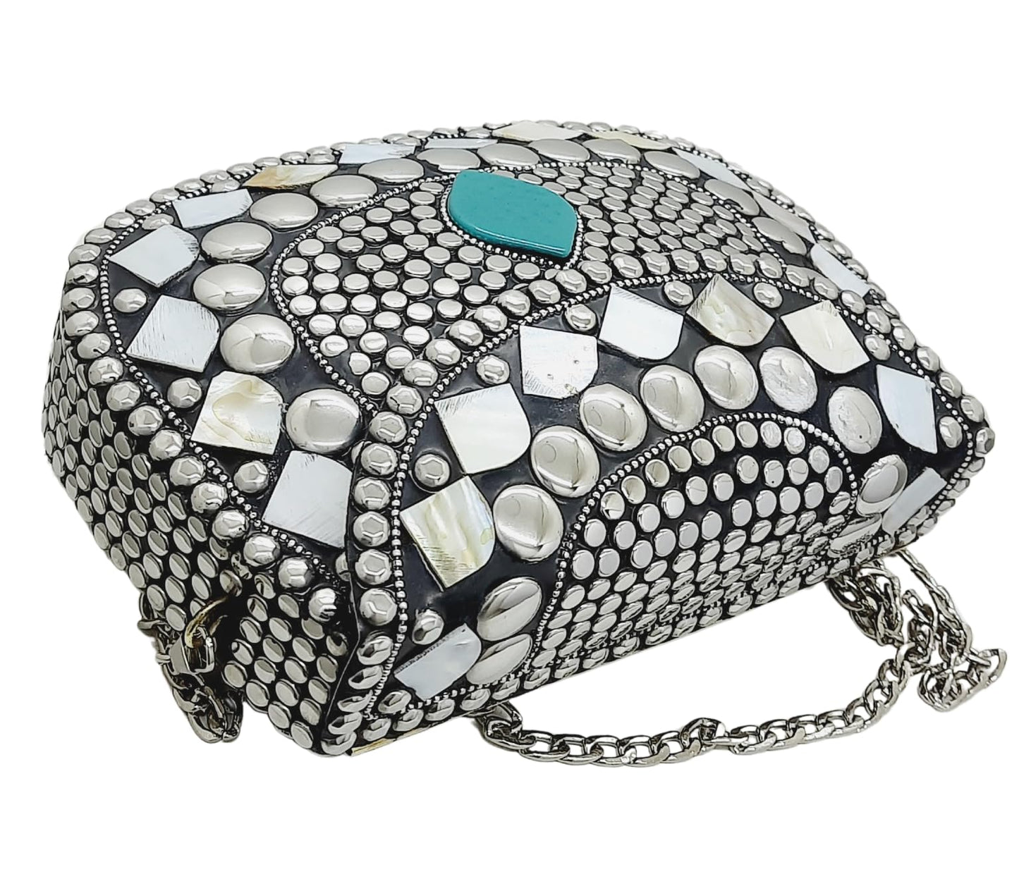 Trend Overseas Silver Metal Beads Ethnic purse Bridal Bag party clutch Metal clutches Sling Bag