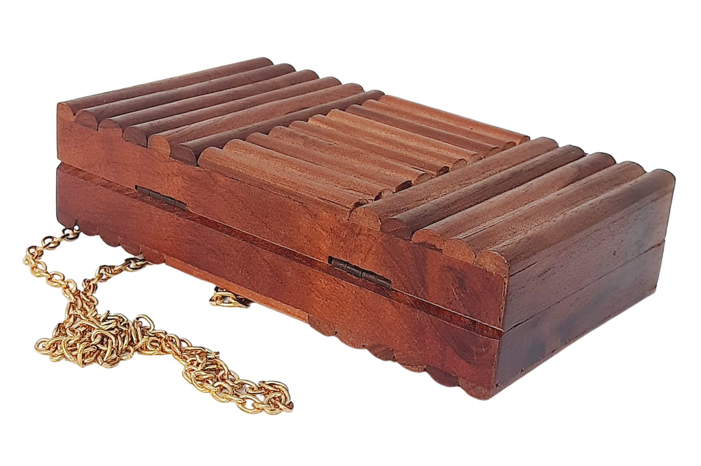 Trend Overseas Wooden Clutch Purse Bridal Clutch Handmade Brown Wooden Clutch cum Sling Bag