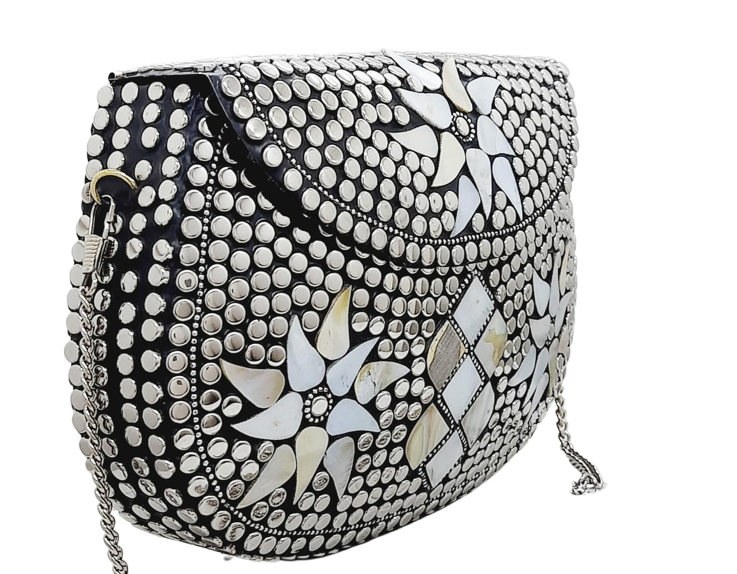 Trend Overseas Silver Metal Beads Ethnic purse Bridal Bag party clutch Metal clutches Sling Bag