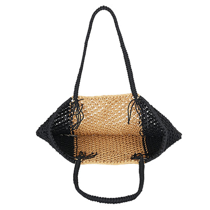 Trend Overseas Brown Black Women/Girl Women's Handwoven Crochet Macram? Bags Fringe Thread Rope Bag