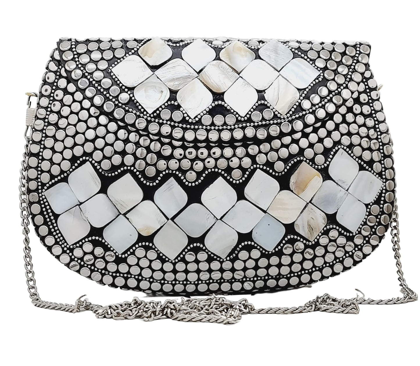 Trend Overseas Silver Metal Beads Ethnic purse Bridal Bag party clutch Metal clutches Sling Bag