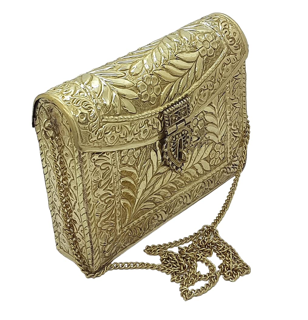 Trend Overseas Women Bridal Metal clutches Vintage Handmade Brass party clutch Antique