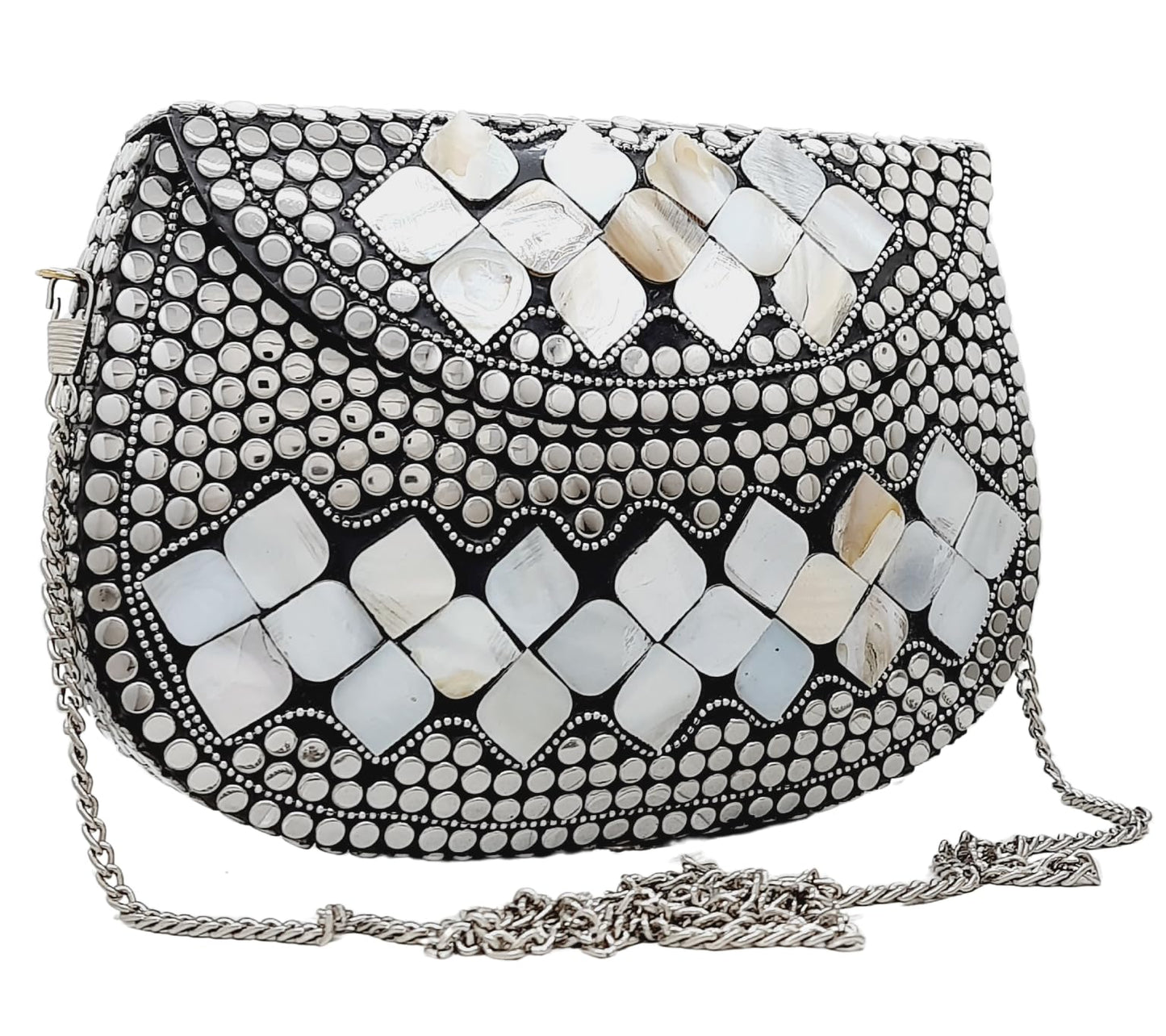 Trend Overseas Silver Metal Beads Ethnic purse Bridal Bag party clutch Metal clutches Sling Bag