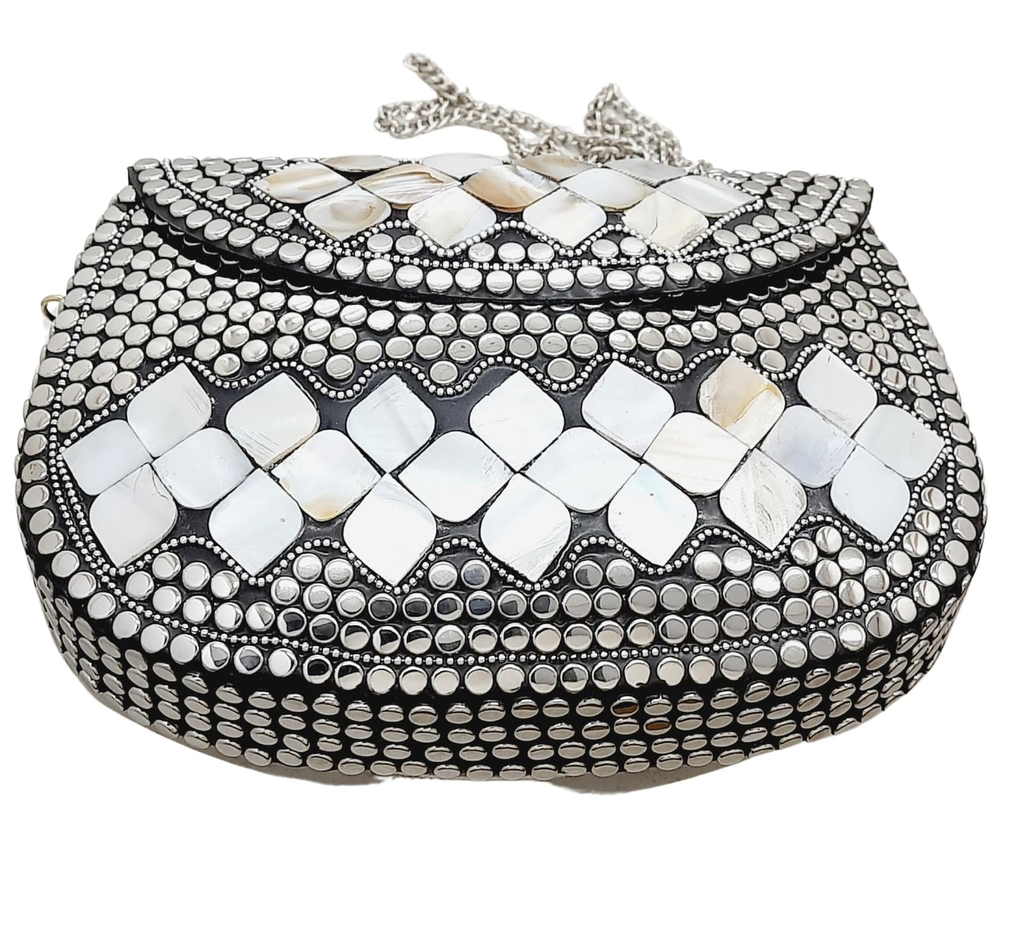 Trend Overseas Silver Metal Beads Ethnic purse Bridal Bag party clutch Metal clutches Sling Bag