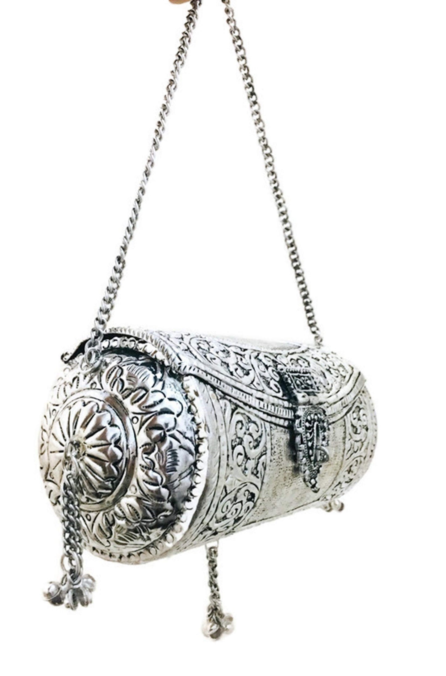 Trend Overseas Handmade Ethnic gift Brass Metal bag antique bridal clutch round long