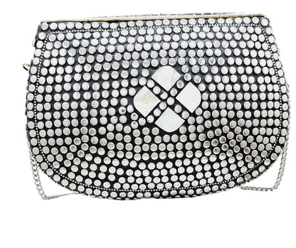 Trend Overseas Silver Metal Beads Ethnic purse Bridal Bag party clutch Metal clutches Sling Bag