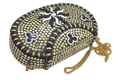 Trend Overseas Multicolor Golden metal Beaded Clutch Girls Bridal Bag for women/Girl party clutch