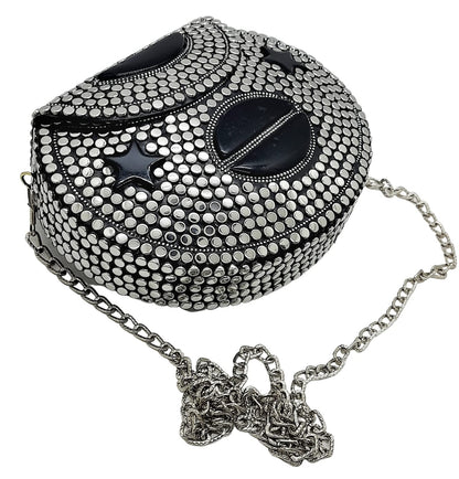 Trend Overseas Silver metal Beaded Ethnic purse Girls Bridal Bag cross body bag for women/Girl party clutch Metal clutches Vintage Brass