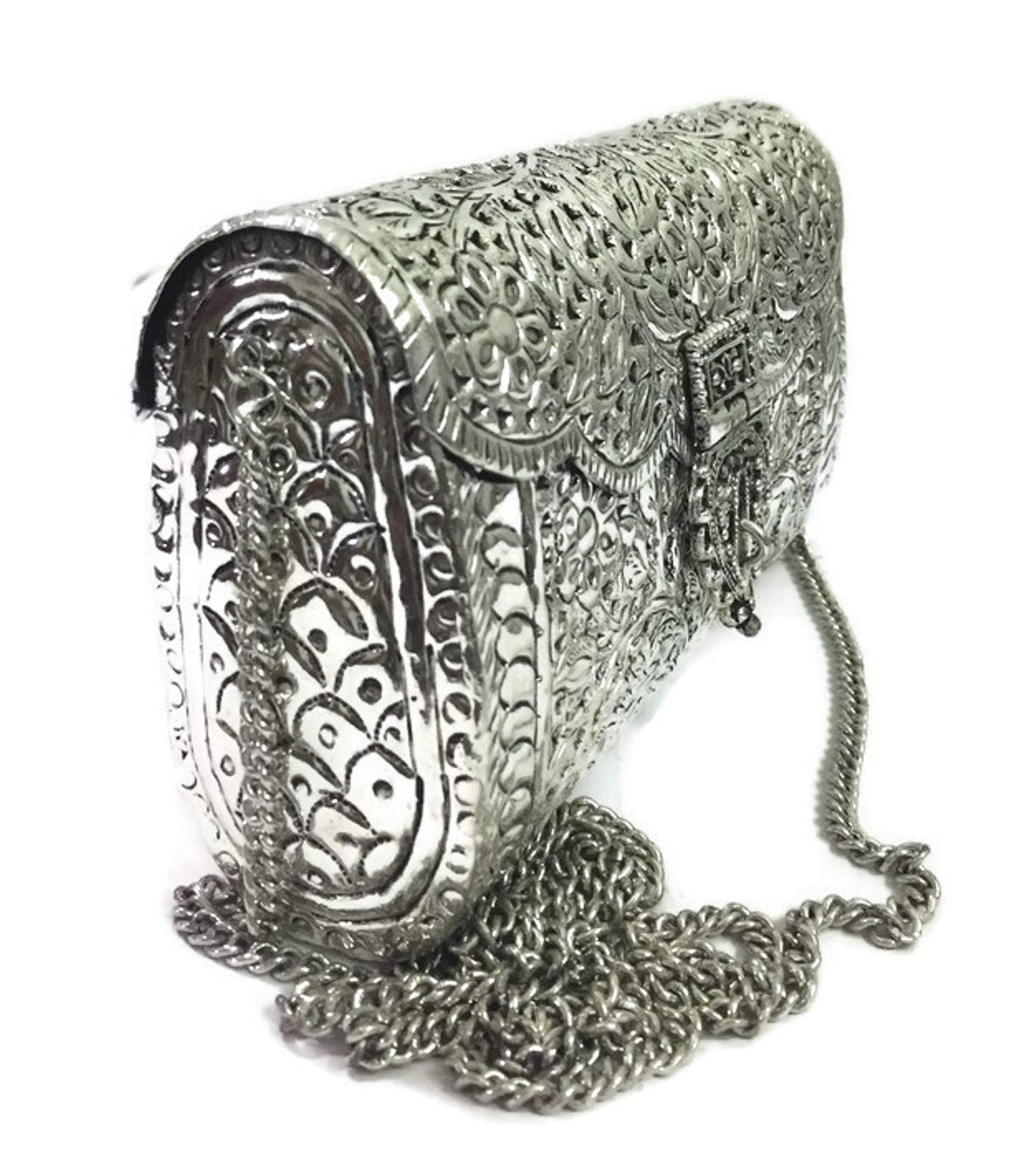 Trend Overseas Brass Bag White Metal Purse Vintage Style Brass Purse antique clutch Ethnic clutch Handmade Women metal clutch Bag