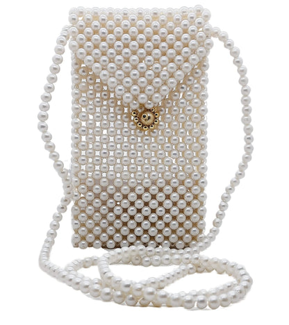 Trend Overseas Pearl Beaded Mobile Sling Bag for Girls/Crossbody Beaded Mobile Sling Bag for Women