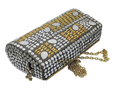 Trend Overseas Handmade mosaic metal bag Stone Ethnic Indian Women/Girls Bridal metal clutch party sling bag