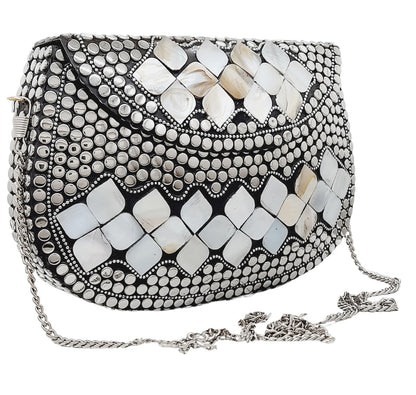 Trend Overseas Silver Metal Beads Ethnic purse Bridal Bag party clutch Metal clutches Sling Bag